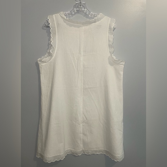 White Dress Size XL Scalloped Edge Mini 100% Cotton EUC Beach Travel Casual Cute - Picture 5 of 13